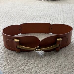Ralph Lauren Tan Leather Belt with Gold-Tone Horsebit
